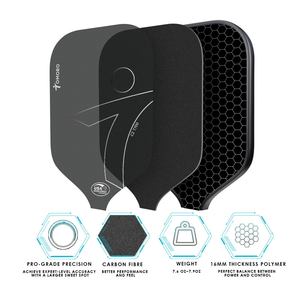 T700 Raw Carbon Thermoformed ATP Pickleball Paddle CFS | USAPA Approved