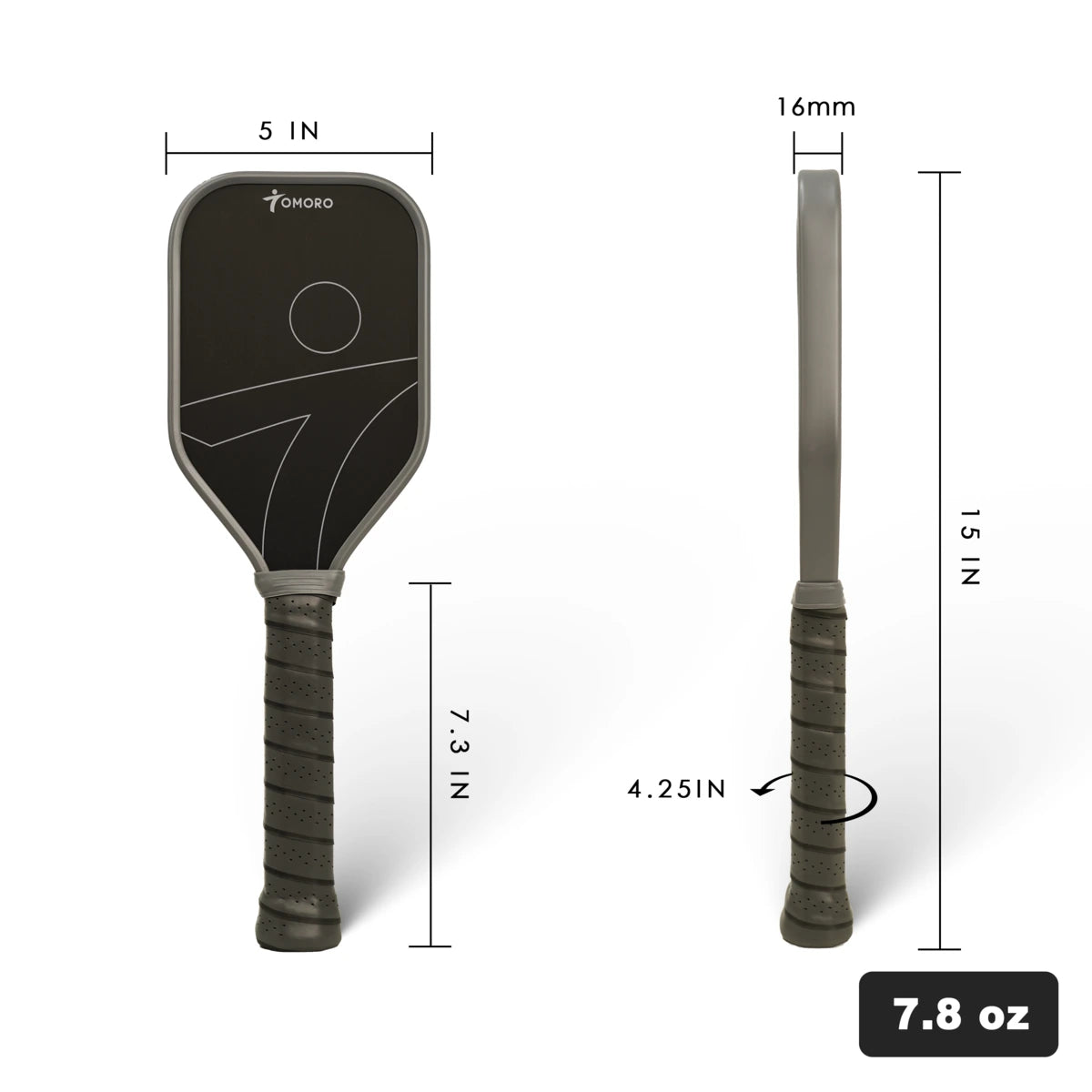 Raw Carbon Fiber Pickleball Training Paddle 16mm Sweet Spot Trainer
